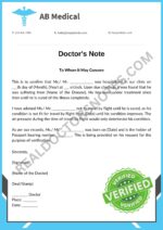 Blank Doctor Note for Airline