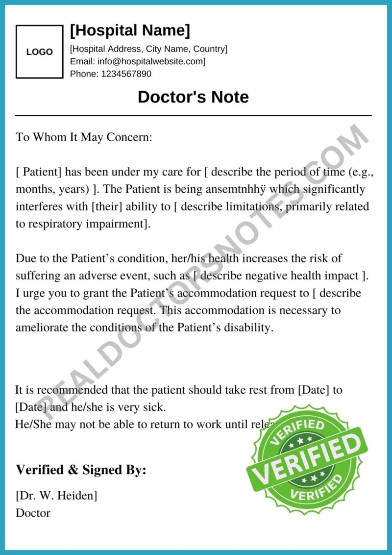 Blank Doctors Note for Sick Leave