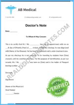 Doctor Note for Airline Blank