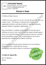 Doctors Note for Anxiety Blank