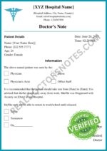 Doctors Note for Anxiety Sample