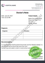 Doctors Note for Depression PDF