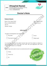 Doctors Note for Food Poisoning Signed