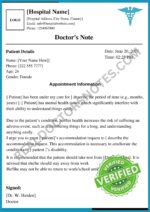 Doctors Note for Mental Health Sample