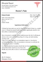 Doctors Note for Mental Health Word