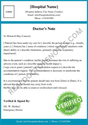 Doctors Note for Missing Work PDF