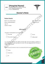 Doctors Note for Pink Eye Blank