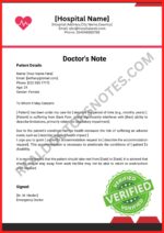 Doctors Note for back Pain Word