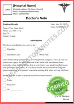 Doctors Note for standing desk Word