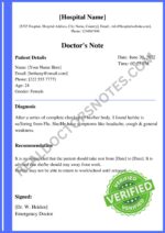 doctors note for flu Word