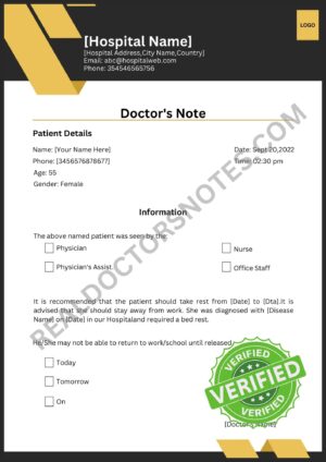 Printable Bed Rest Note from Doctor