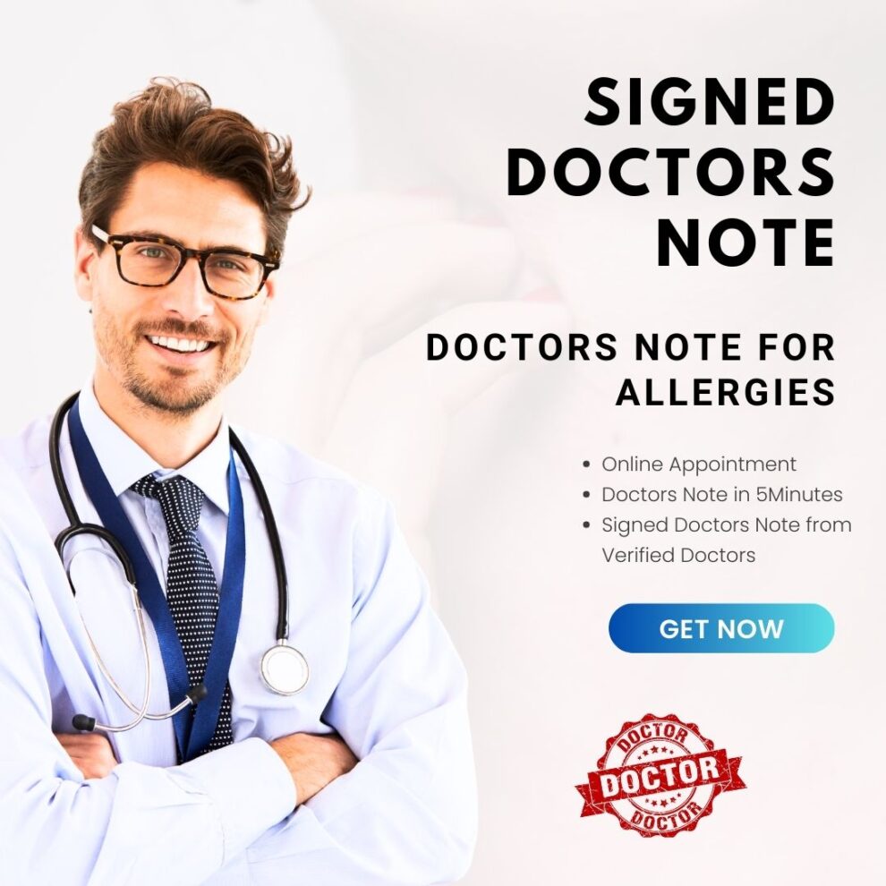 Doctors Note for Allergies Template Printable PDF