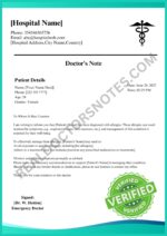 Printable Doctors Note for Allergies