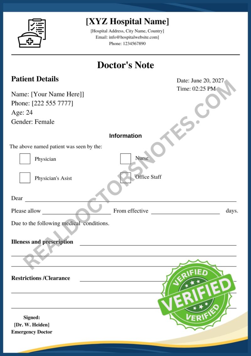 Sample Doctors Note for Allergies