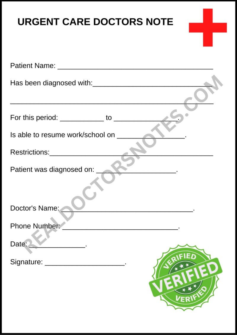 Sample Urgent Care Doctors Note