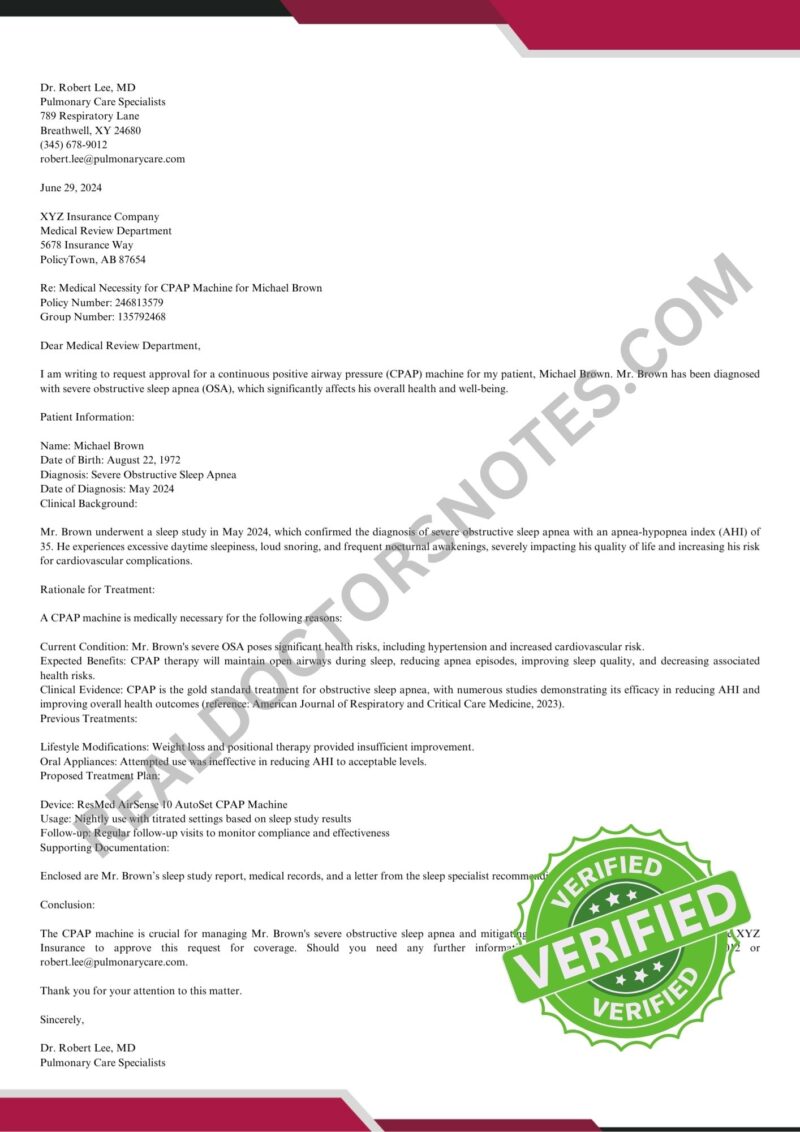 patient letter of medical necessity sample