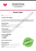 Printable Doctors Note for Water at Work