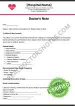Sample Doctors Note for Water at Work