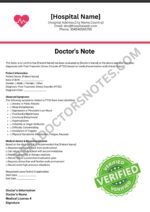 Signed Doctors Note for PTSD