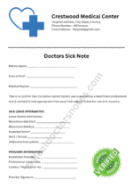 Doctors Sick Note Doctors Sick Note