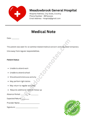 Asthma Excuse Note