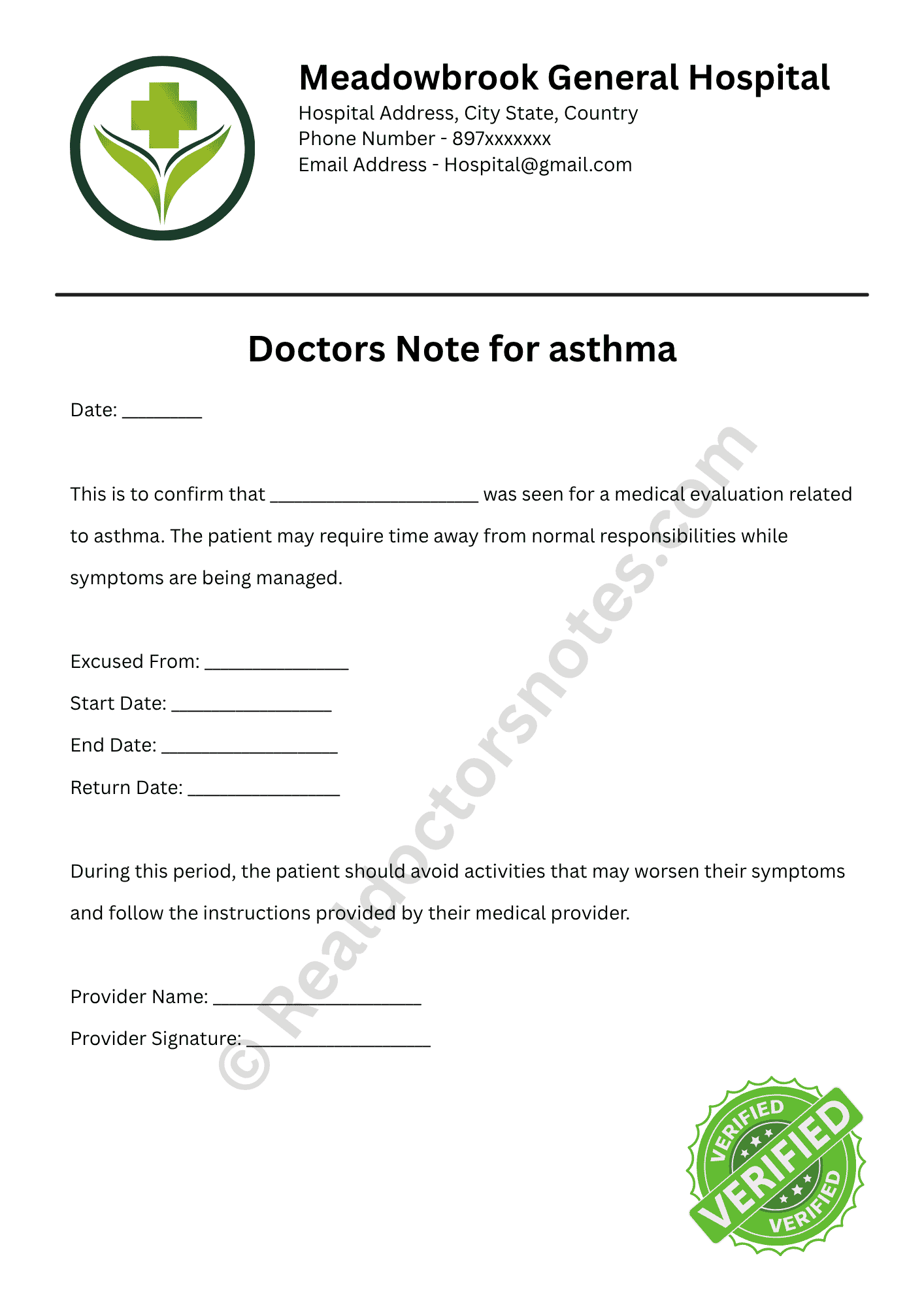 Doctors Note for Asthma | Medical Leave Certificate - Image 3