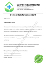 Car Accident Excuse Note Car Accident Excuse Note