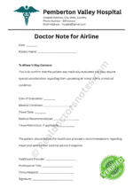 Doctor Note for Airline Doctor Note for Airline