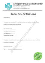 Doctor Note for Sick Leave Doctor Note for Sick Leave