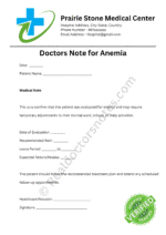Doctors Note for Anemia Doctors Note for Anemia