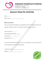 Doctors Note for Arthritis Doctors Note for Arthritis