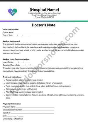 Doctors Note for Asthma