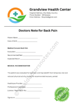 Doctors Note for Back Pain Doctors Note for Back Pain