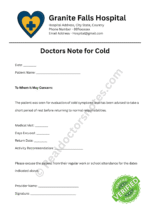 Doctors Note for Cold Doctors Note for Cold