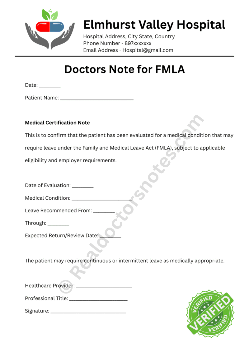 Doctors Note for FMLA Doctors Note for FMLA