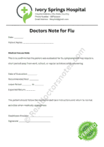 Doctors Note for Flu Doctors Note for Flu