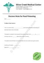 Doctors Note for Food Poisoning Doctors Note for Food Poisoning