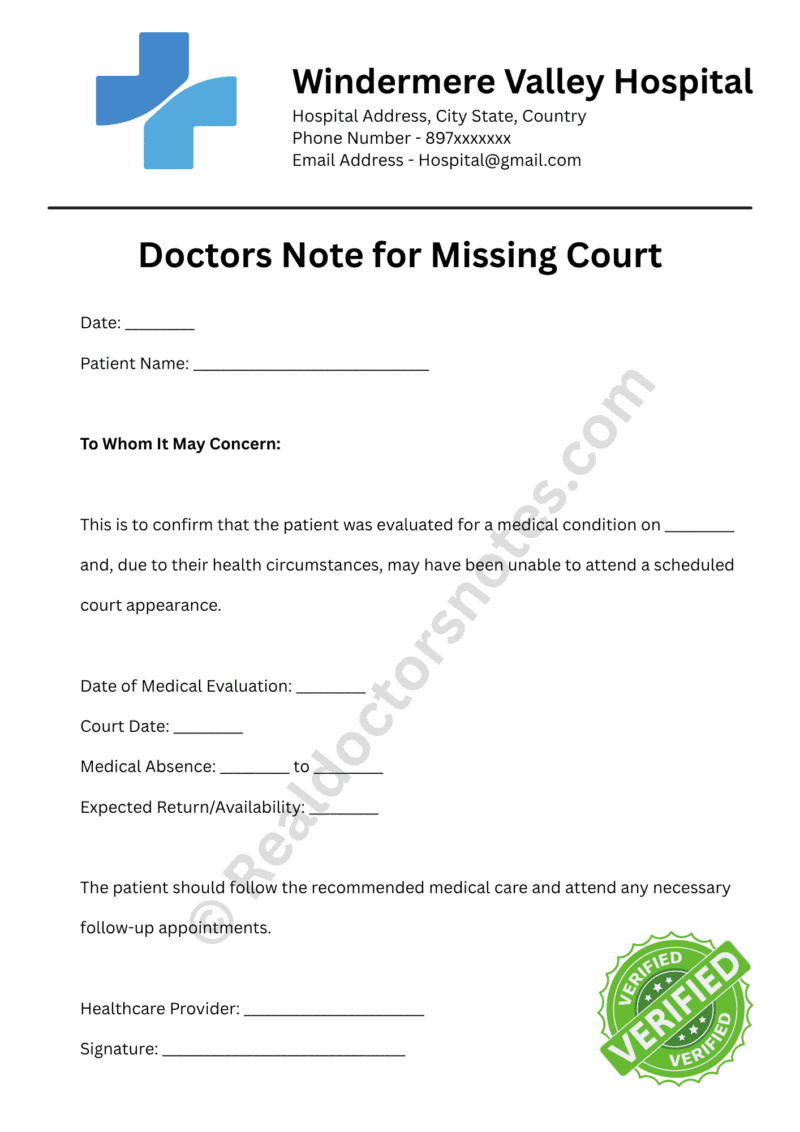 Doctors Note for Missing Court Doctors Note for Missing Court