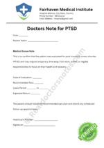Doctors Note for PTSD Doctors Note for PTSD
