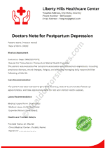 Doctors Note for Postpartum Depression Doctors Note for Postpartum Depression