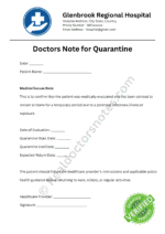 Doctors Note for Quarantine Doctors Note for Quarantine
