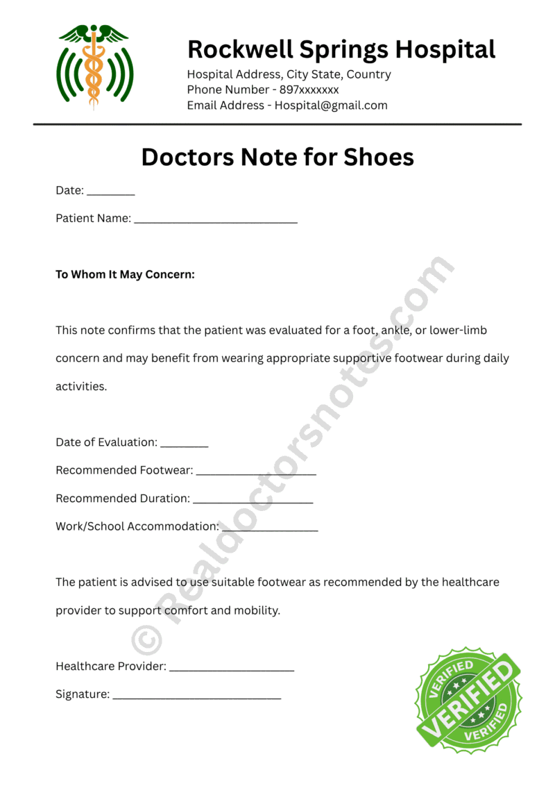 Doctors Note for Shoes Doctors Note for Shoes