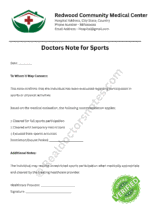 Doctors Note for Sports