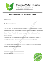 Doctors Note for Standing Desk