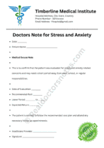 Doctors Note for Stress and Anxiety Doctors Note for Stress and Anxiety