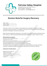 Doctors Note for Surgery Recovery Doctors Note for Surgery Recovery