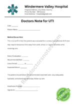 Doctors Note for UTI Doctors Note for UTI