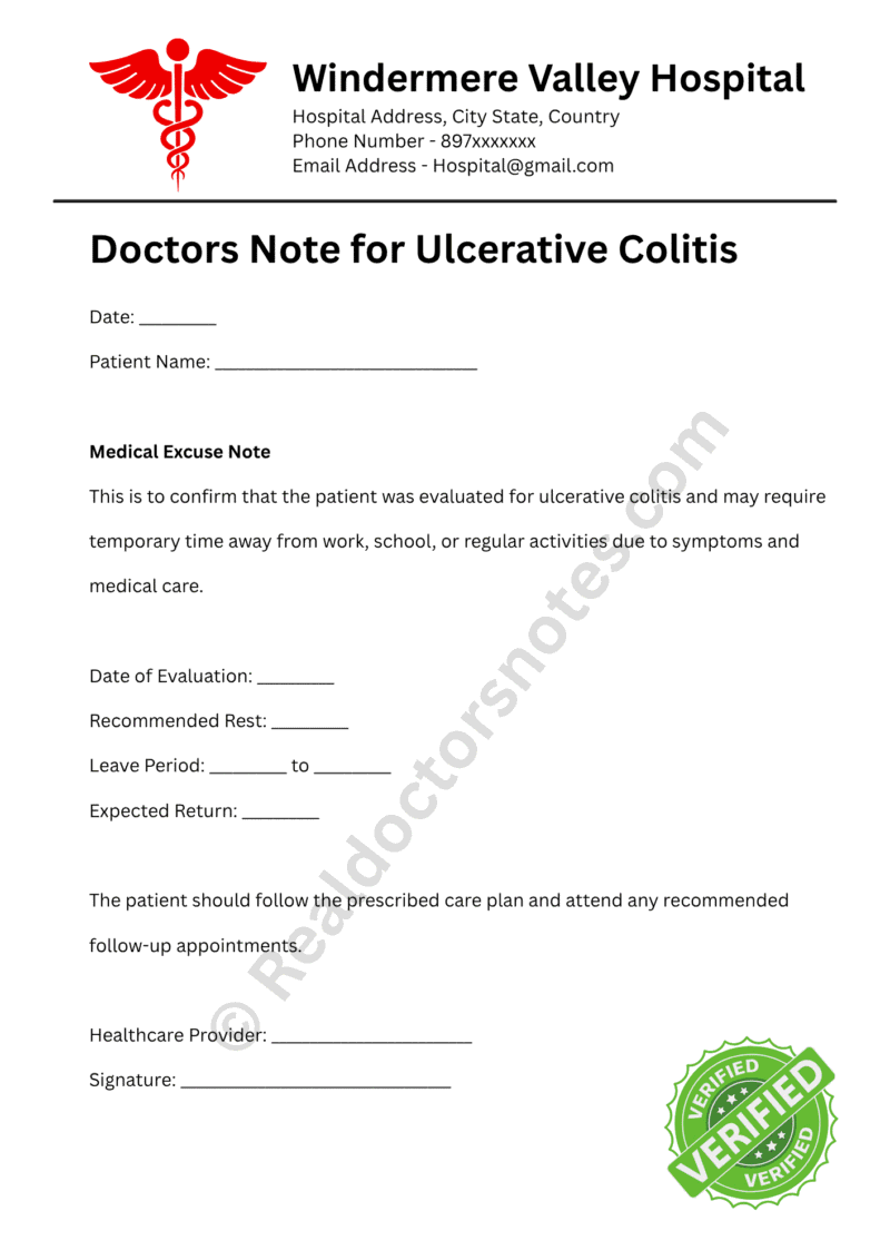 Doctors Note for Ulcerative Colitis Doctors Note for Ulcerative Colitis