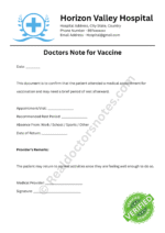 Doctors Note for Vaccine Doctors Note for Vaccine