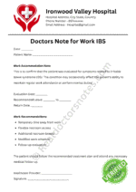 Doctors Note for Work IBS Doctors Note for Work IBS